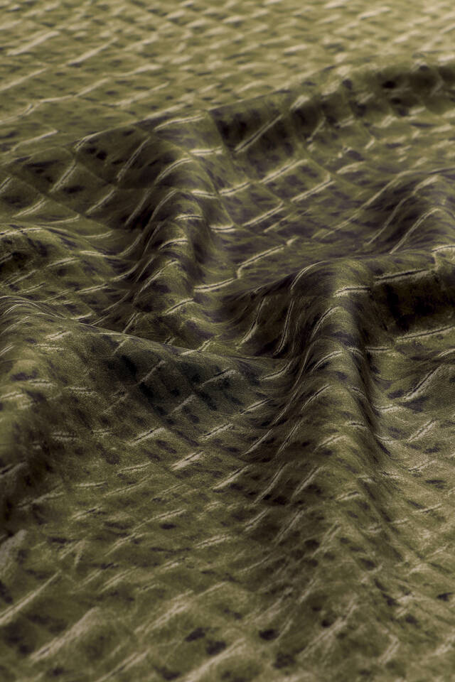 Khaki Deren Pattern Twill Silk Square Scarf - 2