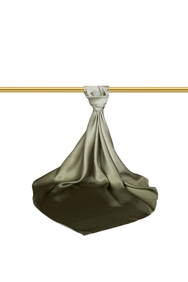 Khaki Mint Gradient Sura Silk Square Scarf - 2