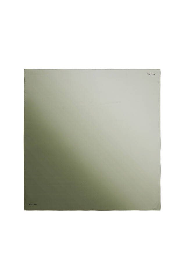 Khaki Mint Gradient Twill Silk Square Scarf - Bursa İpek