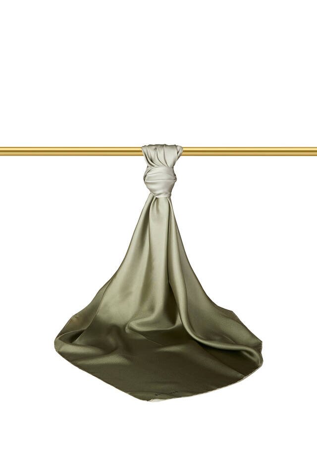 Khaki Mint Gradient Twill Silk Square Scarf - 2