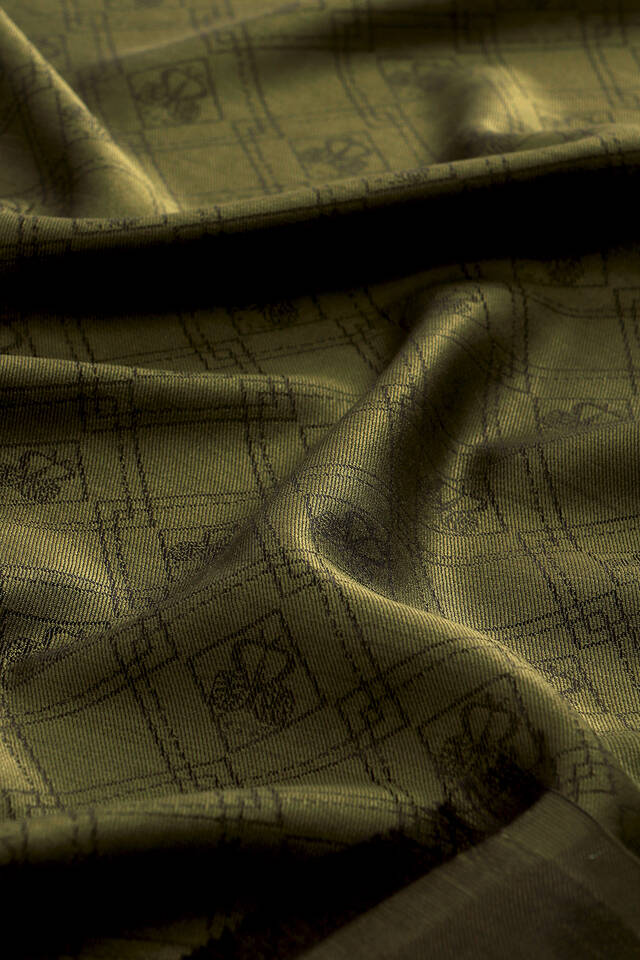 Khaki Monogram Pattern Jacquard Silk Scarf - 3
