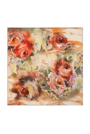 Khaki Pastel Pattern Sura Silk Scarf 