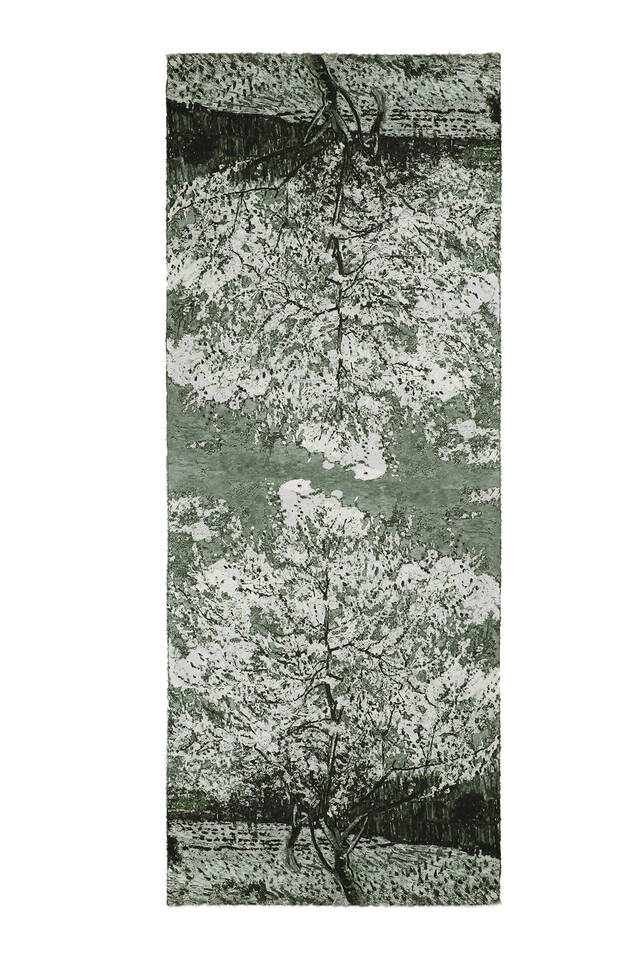 Khaki Peach Tree Pattern Winter Shawl - 4