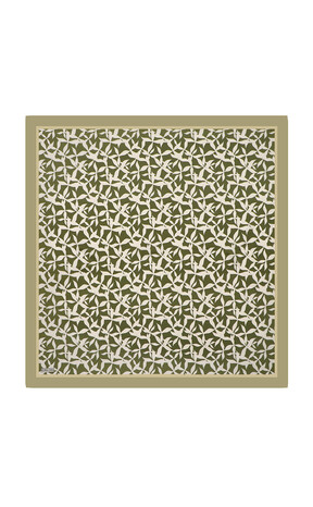 Khaki Pia Pattern Sura Silk Square Scarf 