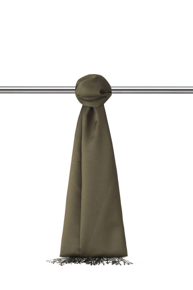 Khaki Silk Look Scarf - Bursa İpek