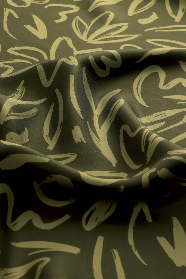 Khaki Spring Pattern Twill Silk Scarf - 4