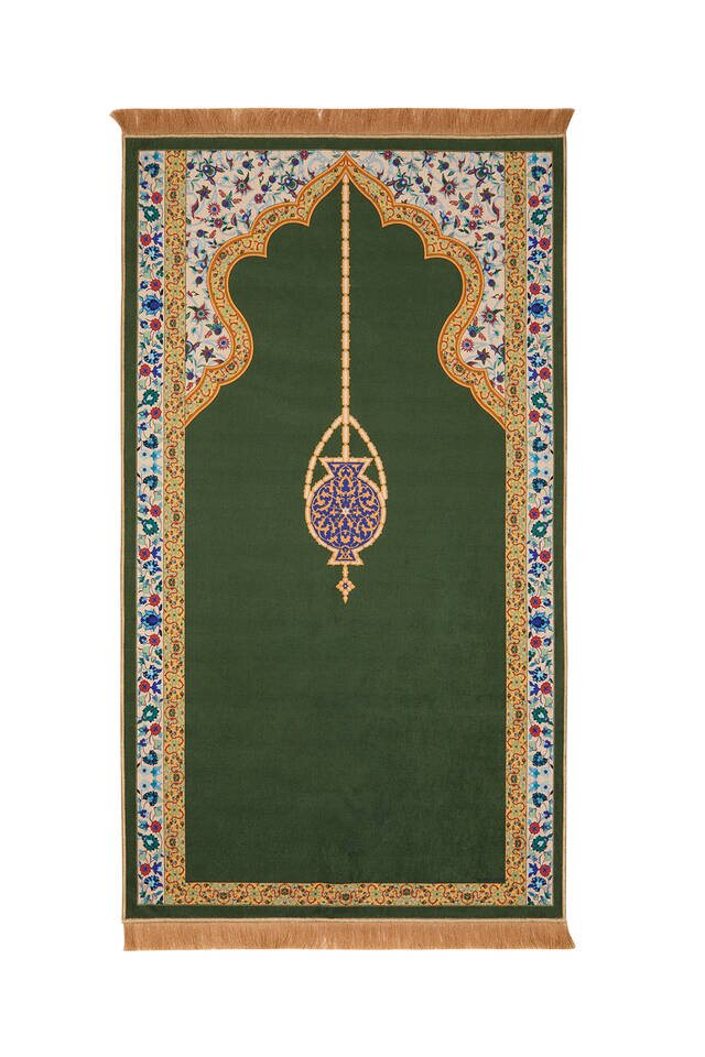 Khaki Velvet Rug Prayer Rug - Bursa İpek