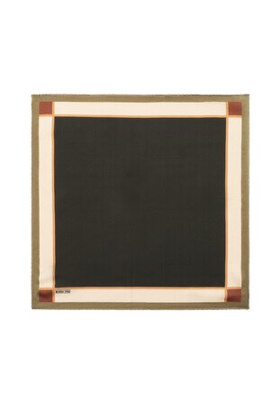 Khaki Wide Border Plain Silk Pocket Square 