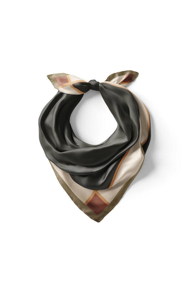 Khaki Wide Border Plain Silk Pocket Square - 2