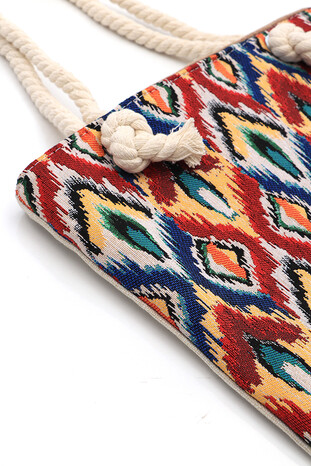 Kilim Pattern Tapestry Shoulder Bag - Thumbnail