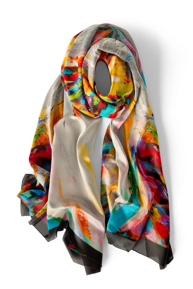 Kırmızı Angel İpek Tablo Fular - 4