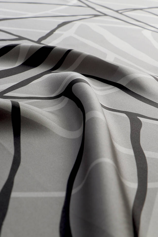 Koyu Gri Mozaik Desen Twill İpek Eşarp - 3