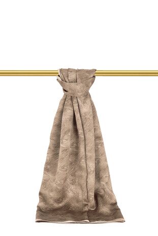 Koyu Taş Fırça Desen İpek Şal 