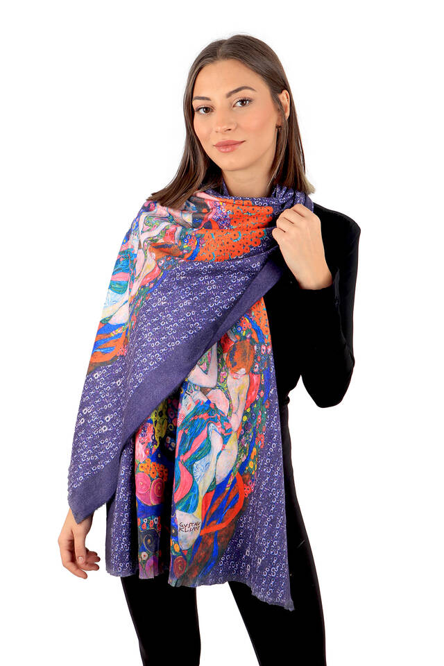 Lacivert Genç Kızlar Desen Kışlık Şal - 2