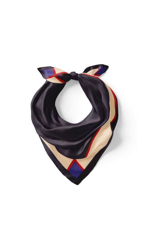 Lacivert Geniş Bordürlü Düz İpek Mendil - 2