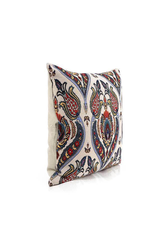 Lacivert Şamdan Lale Desen Goblen Kırlent - 2