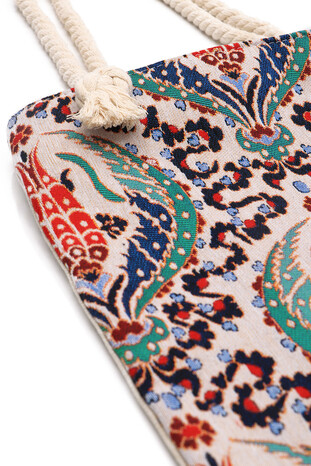Large Tulip Pattern Tapestry Shoulder Bag - Thumbnail