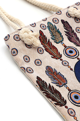 Leaf Pattern Tapestry Shoulder Bag - Thumbnail