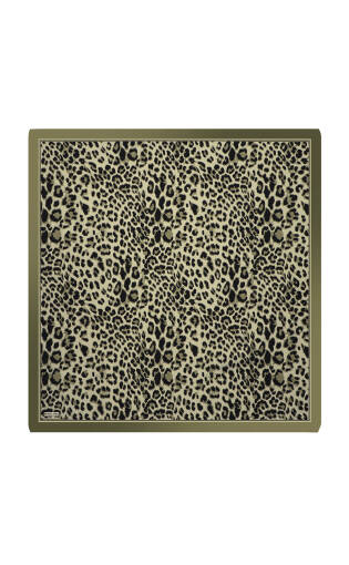 Haki Leopar Desen Twill İpek Eşarp 