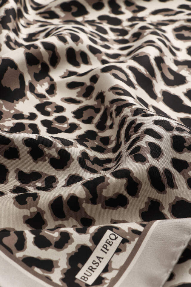 Stone Leopard Pattern Twill Silk Scarf - 3