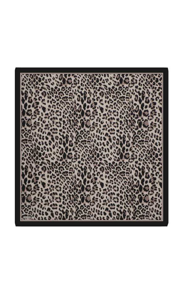 Mink Leopard Pattern Twill Silk Scarf 