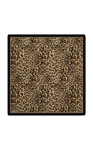 Tan Leopard Pattern Twill Silk Scarf 