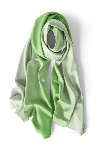 Light Green Mint Gradient Silk Shawl - Thumbnail