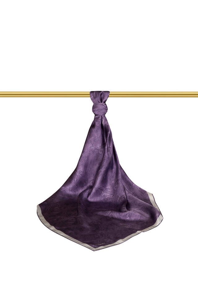 Light Purple Brush Silk Square Scarf - 2