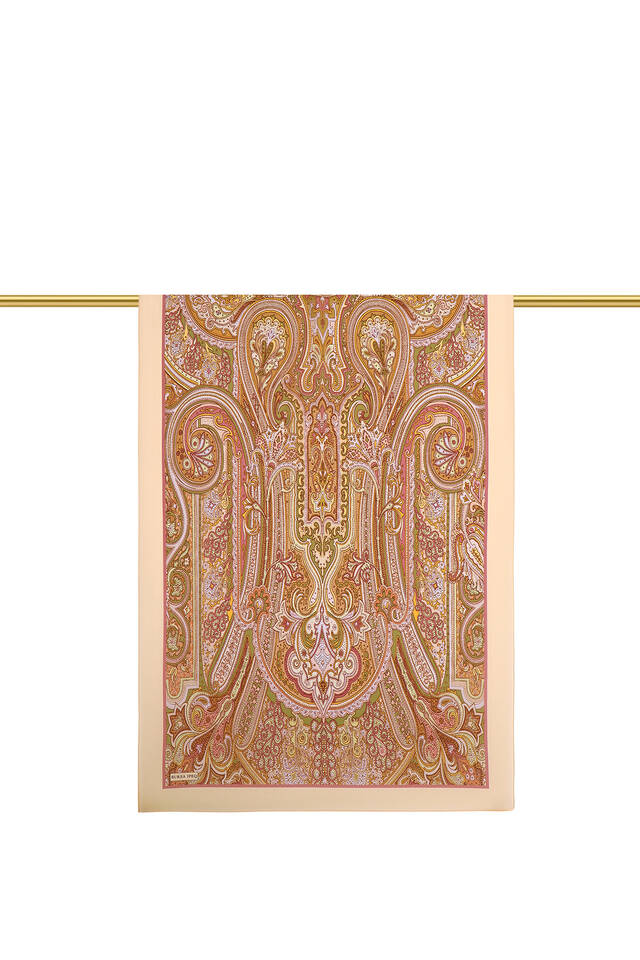 Light Salmon Sahara Pattern Silk Scarf - 3
