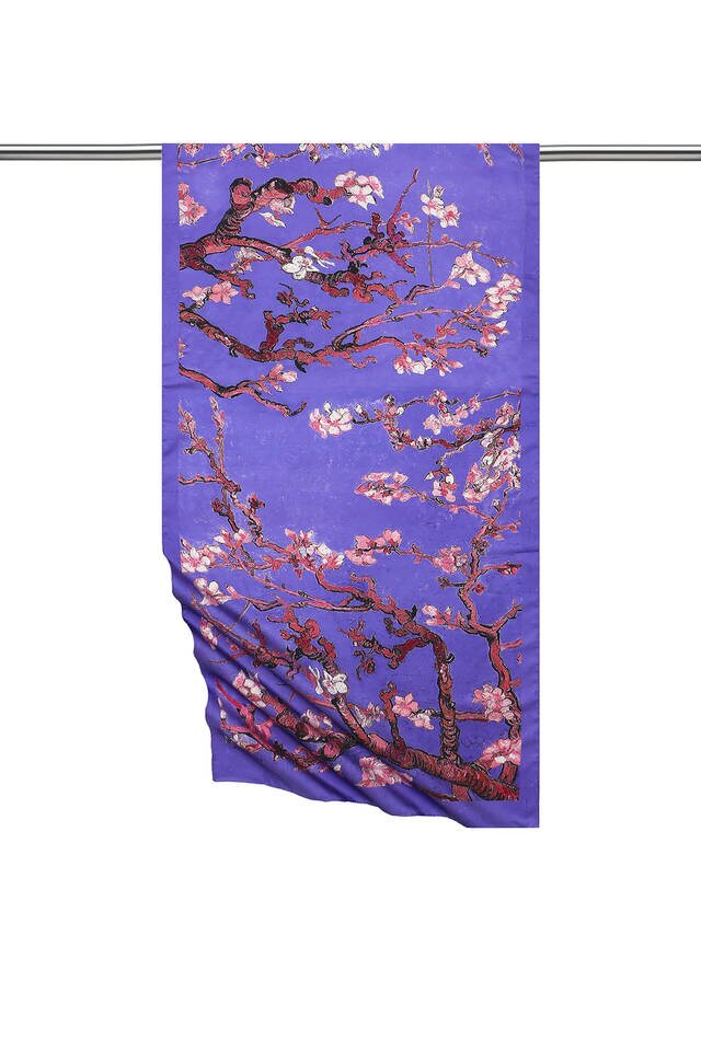 Lilac Almond Blossom Silky Foulard - Bursa İpek