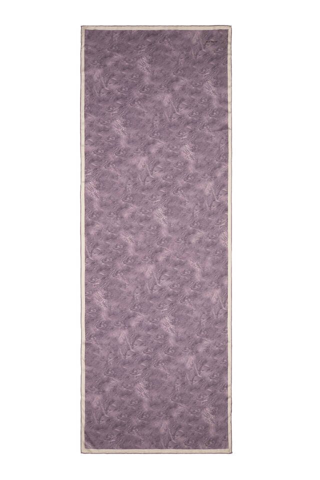Lilac Brush Pattern Silk Scarf - 4
