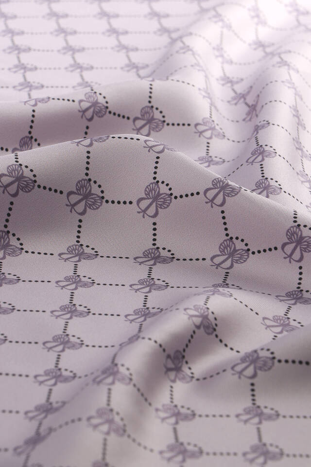 Lilac Butterfly Monogram Twill Silk Square Scarf - 3