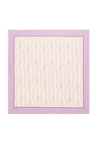 Lilac Chain Pattern Twill Silk Square Scarf - Thumbnail