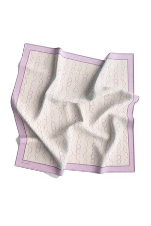 Lilac Chain Pattern Twill Silk Square Scarf - Thumbnail