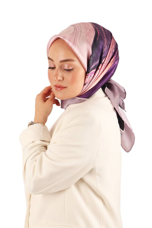 Lilac Granite Pattern Sura Silk Scarf - 2