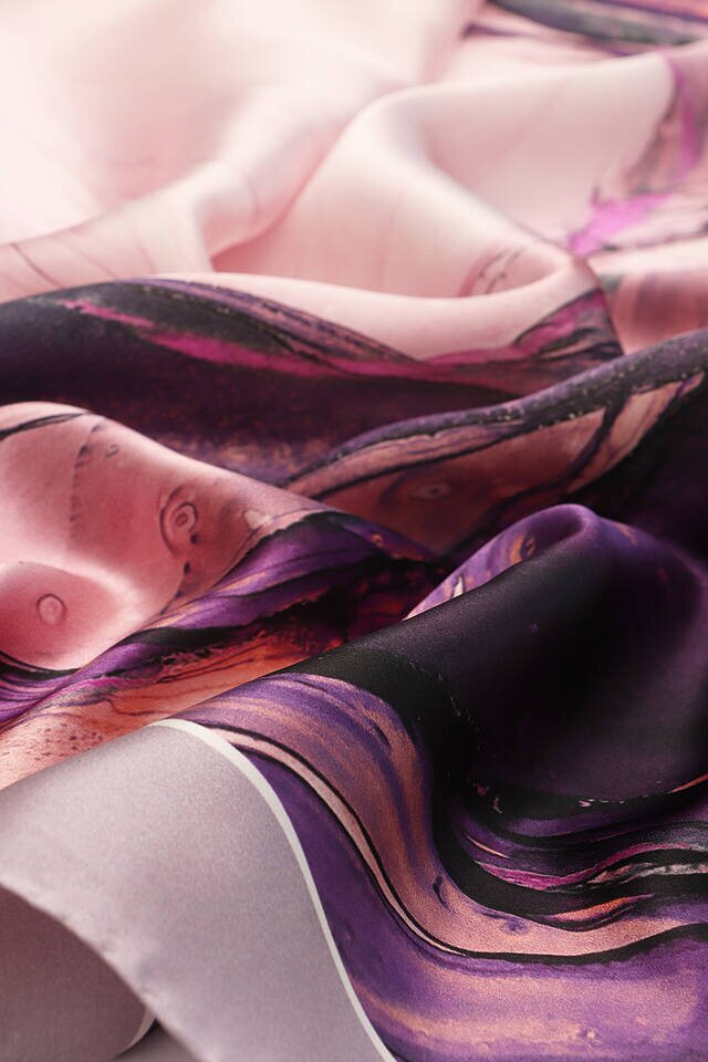 Lilac Granite Pattern Sura Silk Scarf - 3