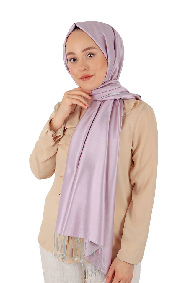 Lilac Gray Reversible Silk Scarf - 2