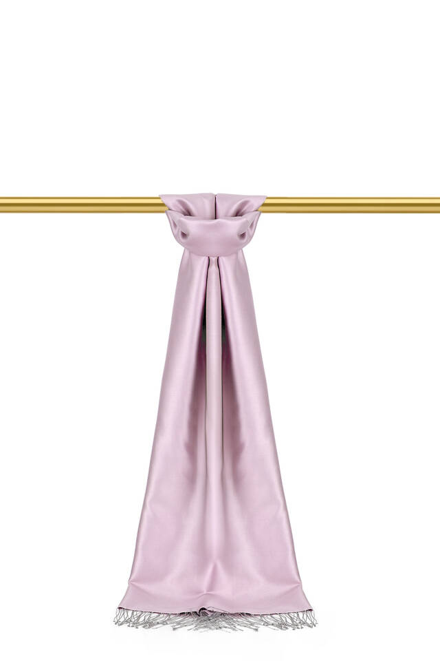 Lilac Gray Reversible Silk Scarf - Bursa İpek