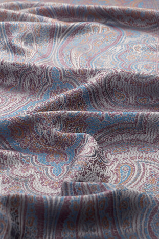 Lilac Indigo Jamawar Woven Silk Foulard - Thumbnail