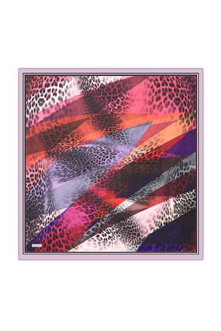 Lilac Leopard Pattern Soft Square Scarf - Thumbnail
