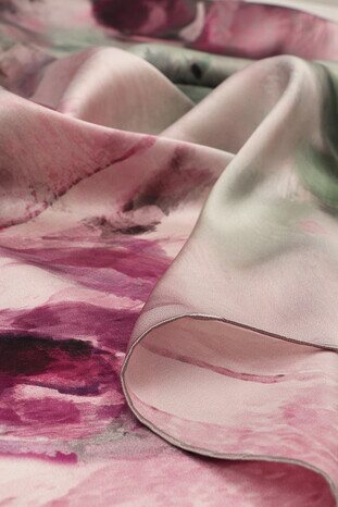 Lilac Pastel Pattern Sura Silk Scarf - Thumbnail