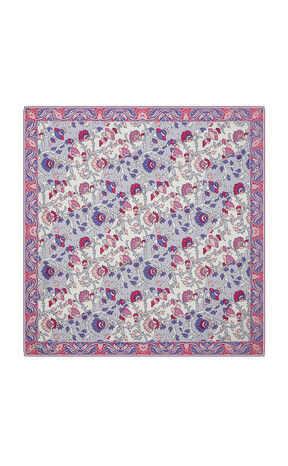 Lilac Shawl Pattern Voile Silk Square Scarf 