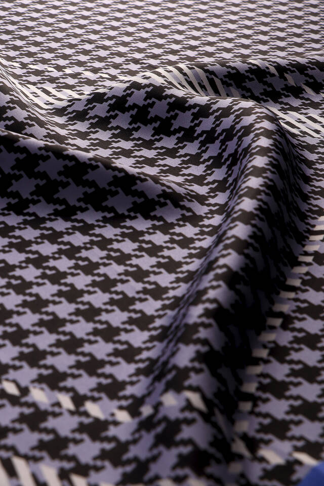 Lilac Stripe Houndstooth Pattern Twill Silk Square Scarf - 3