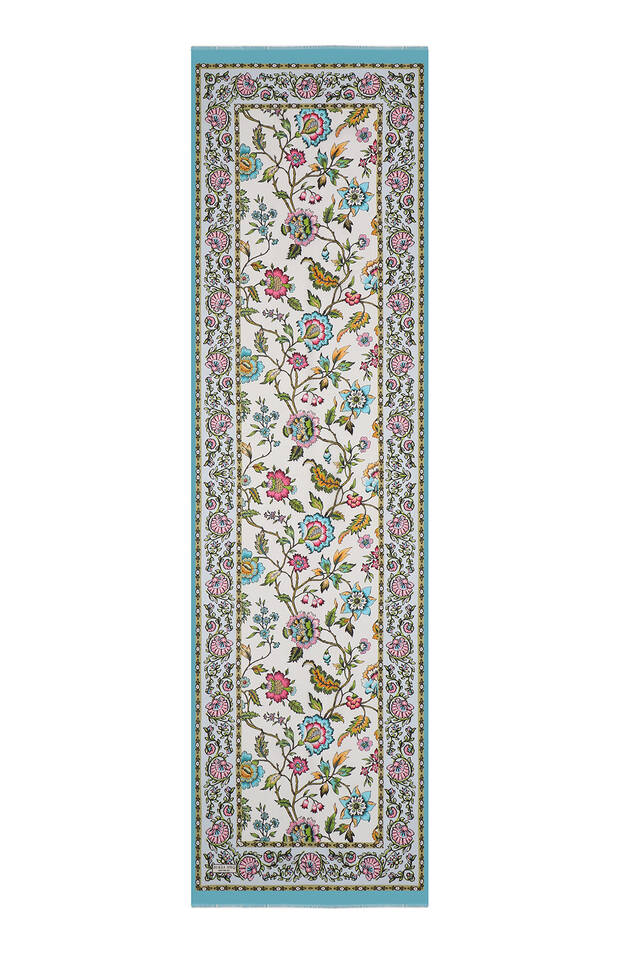 Mavi Lilyum Desen Vual İpek Fular - 4