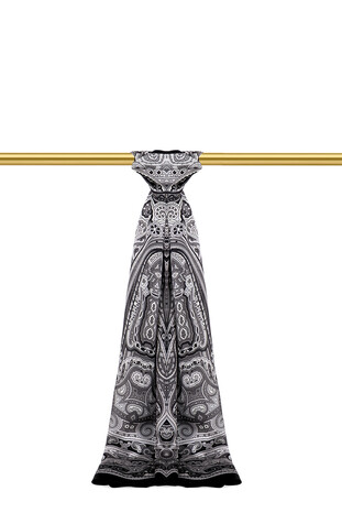 Gri Marakeş Desen Sura İpek Şal 