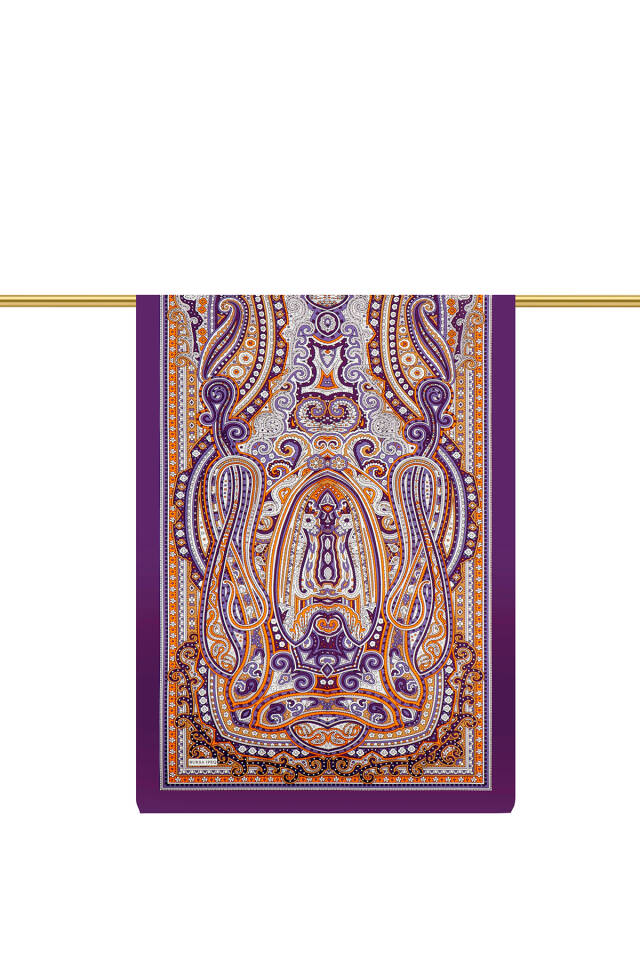 Purple Marrakesh Pattern Sura Silk Shawl - 2