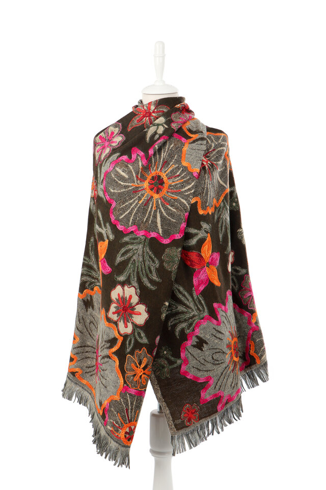 Acı Kahve Marimo Desenli Kışlık Şal 