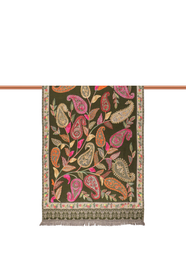 Haki Marimo Desenli Kışlık Şal - 2