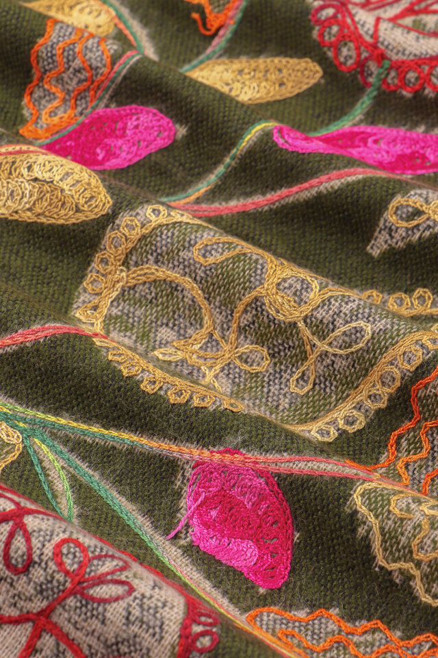 Haki Marimo Desenli Kışlık Şal - 3