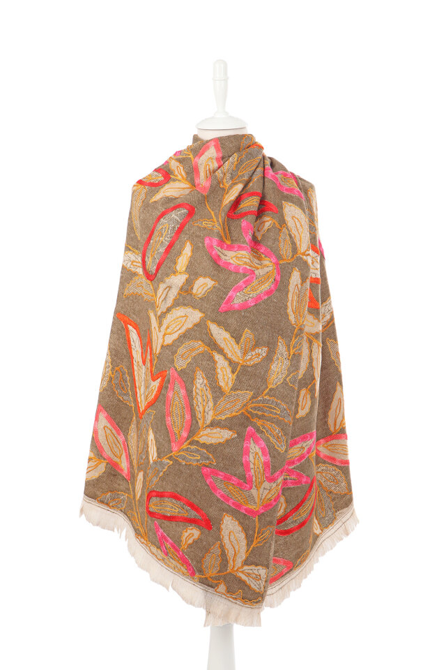 Kahverengi Marimo Desenli Kışlık Şal - Bursa İpek
